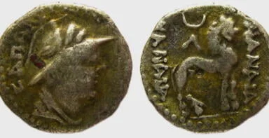YüehChi/Kushans in Bactria, AR hemidrachm, Sapadbizes