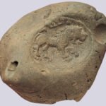 Iranian Huns. Clay sealing with Brahmi inscription