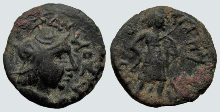 Kushans, AE didrachm, Kujula Kadphises