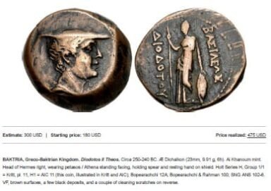 Bactrian Greeks, AE dichalkon, Diodotos II Theos