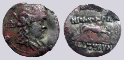 Indo-Greek Kingdoms, Cu-Ni chalkon, Agathokles