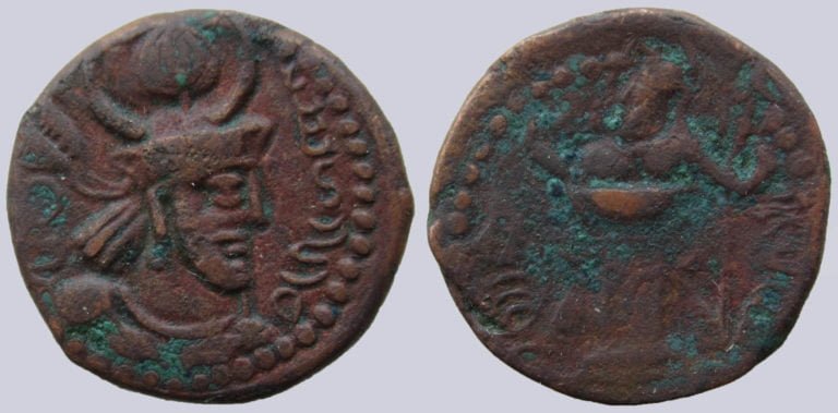 Kushano-Sasanians, AE drachm, Peroz II Kushanshah