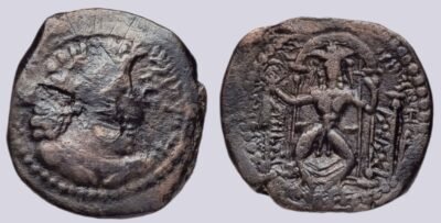 Kushano-Sasanians, AE drachm, Ardeshir II