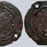 Western Turks, AE unit, Peroz-imitation with countermark