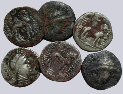 YüehChi/Kushans in Bactria, lot of 6 AR hemidrachms