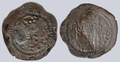 Yabghu of Tokharestan, AR drachm, Khusru I-imitation w. swastika