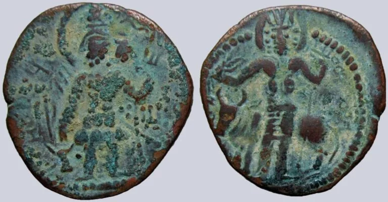Kushano-Sasanians, AE drachm, Peroz I Kushanshah