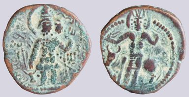 Kushano-Sasanians, AE drachm, Peroz I Kushanshah