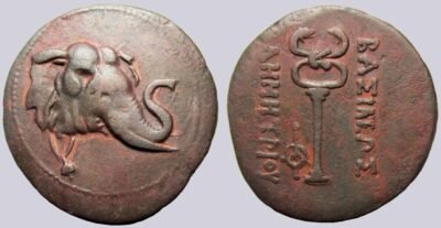 Bactrian Greeks, AE  tri-chalkon, Demetrios I