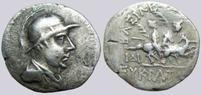 Bactrian Greeks, AR drachm, Eukratides I