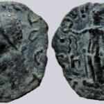 Kushans, AE drachm, Kujula Kadphises, bust left