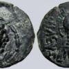 YüehChi / Kushans, AE drachm, Heliokles’ imitation
