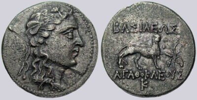 Indo-Greek Kingdoms, Cu-Ni chalkon, Agathokles