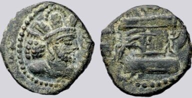 Kushano-Sasanians, AE drachm, Shapur Shahinshah