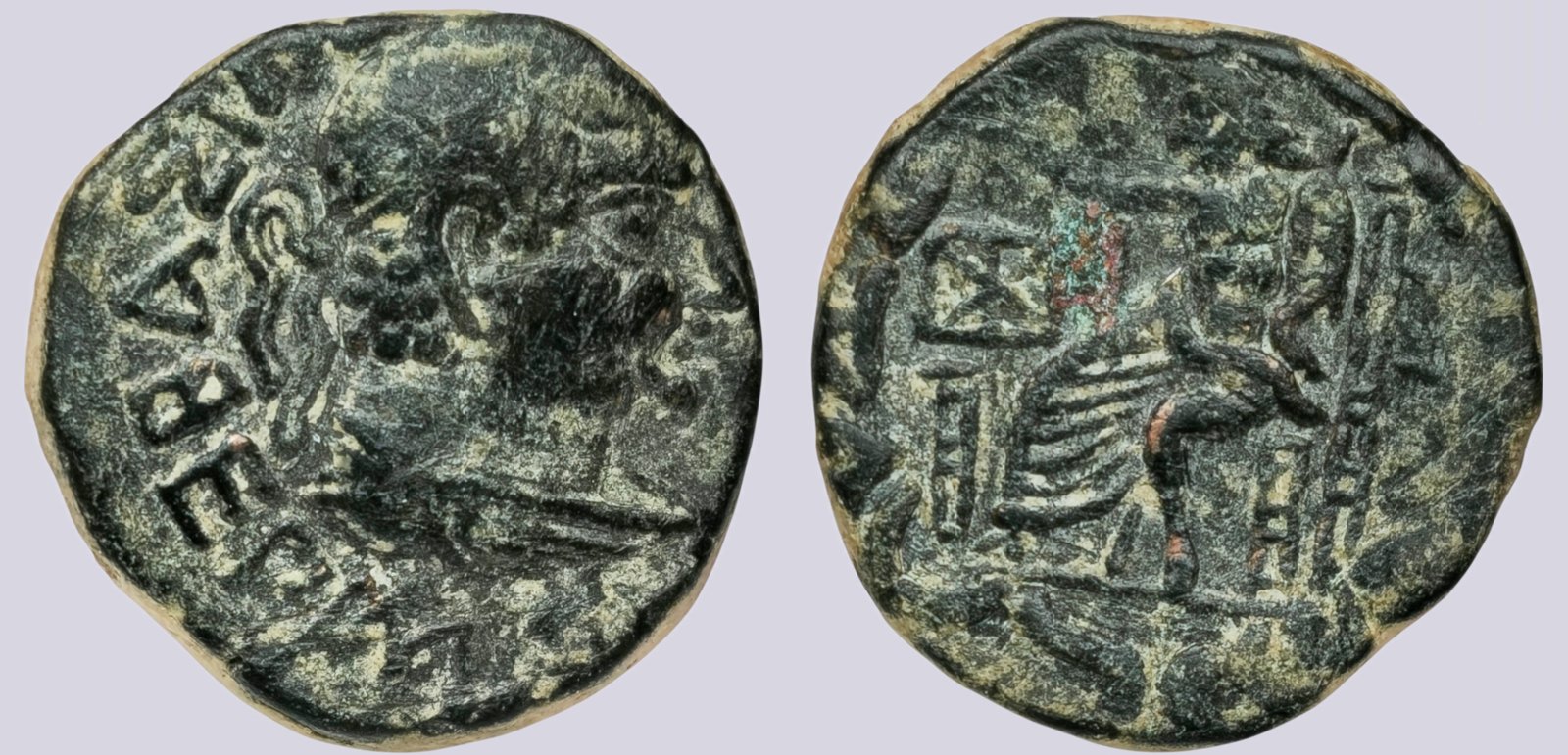 PSX_1045 Indo-Scythians, AE tetradrachm, Posthumous issue of Hermaeus - Image 1