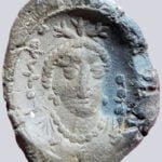 Hunnic Clay Sealing with Bactrian Inscription