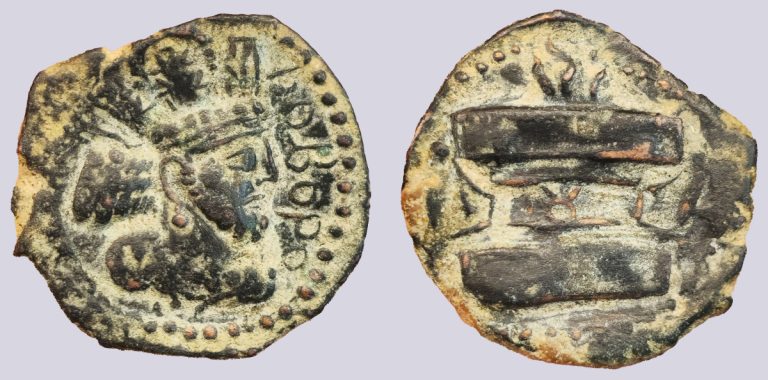 Kushano-Sasanians, AE drachm, Shapur Shahinshah - Image 1