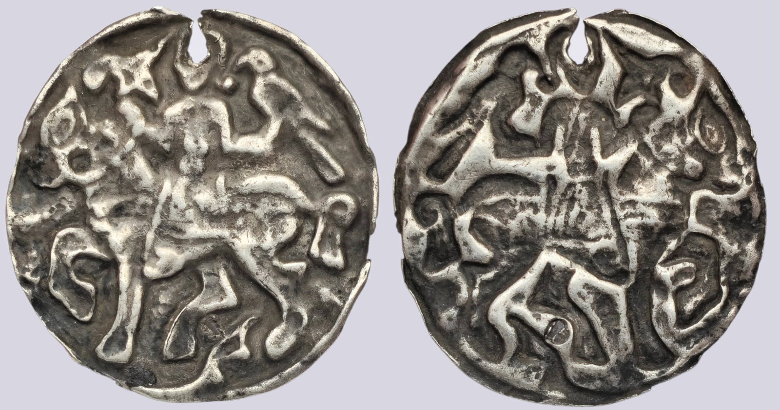 PSX_844 Islamic AR bracteate. Central Asian Horseman. 13th cent. AD - Image 1