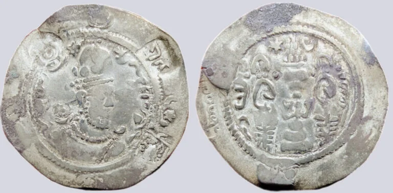 Yabghu of Tokharestan, AR drachm, "Hormazd IV" imitation, 4 countermarks