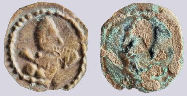 Iranian Huns, AE bracteate of Alkhon style