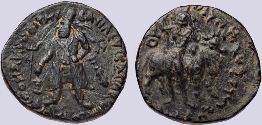 Bactrian Greeks, AE dichalkon, Demetrios