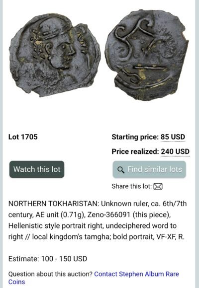Hunnic Tribes, AE unit, Northern Tokharestan. 7th cent. AD