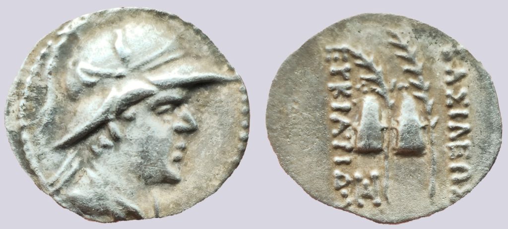 Bactrian Greeks, AR obol, Eukratides