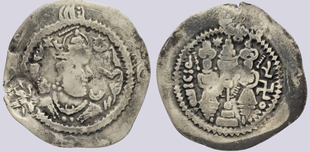 Western Turks, AR drachm, Khusru I-imitation
