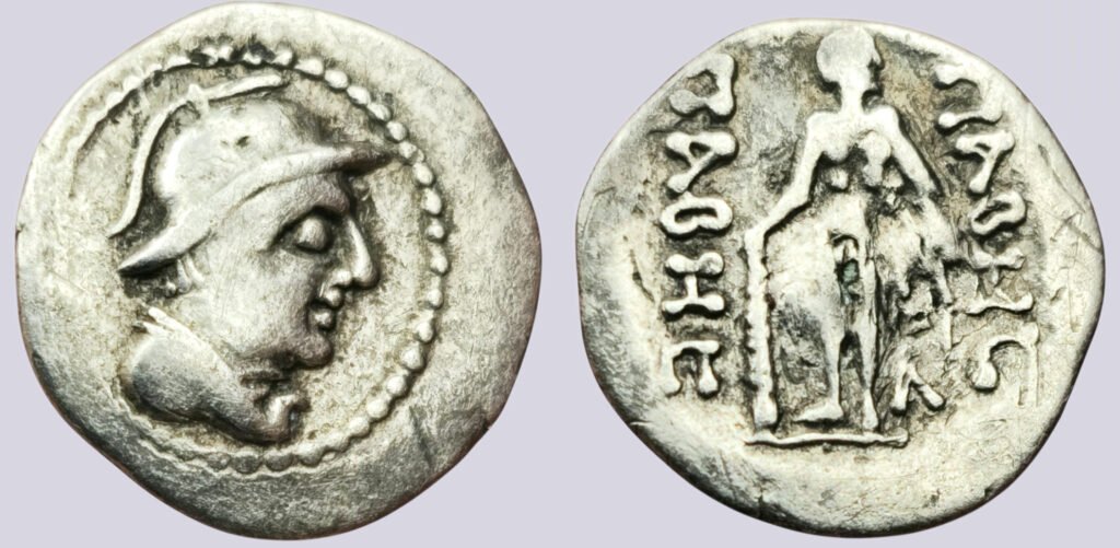 YüehChi/Kushans in Bactria, AR obol, Pabes
