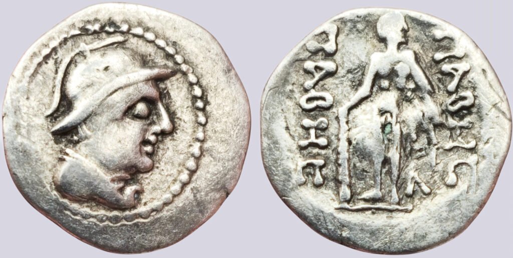 YüehChi/Kushans in Bactria, AR obol, Pabes