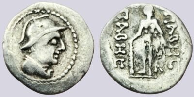 YüehChi/Kushans in Bactria, AR obol, Pabes