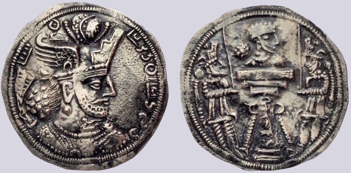 Varhran_Bahram IV Sasanians, AR drachm, Varhran (Bahram) IV - Image 1